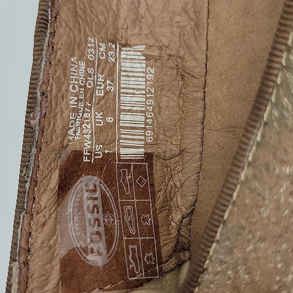 Fossil Burnished Leather Ballet Flats with Owl Charms Bronze Size 7 - Picture 11 of 12